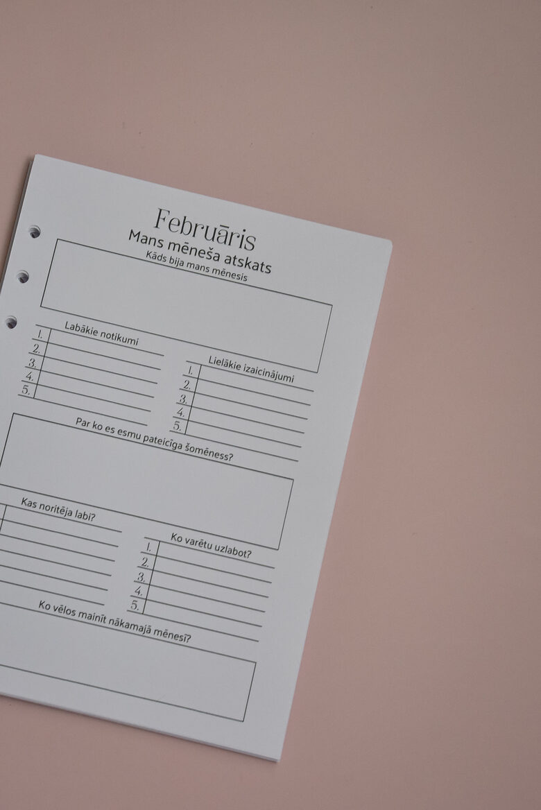 Mēneša atskata papildlapas plānotājam