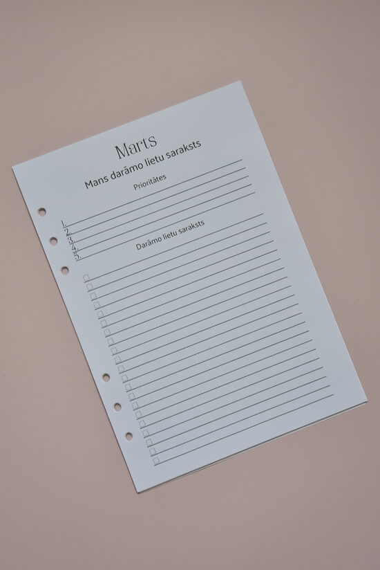 Mēneša darāmo lietu plānotāja papildlapas
